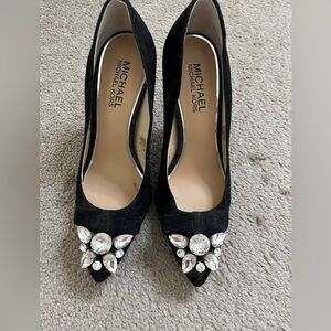 Michael Kors Black Heels with Crystal Embellishments